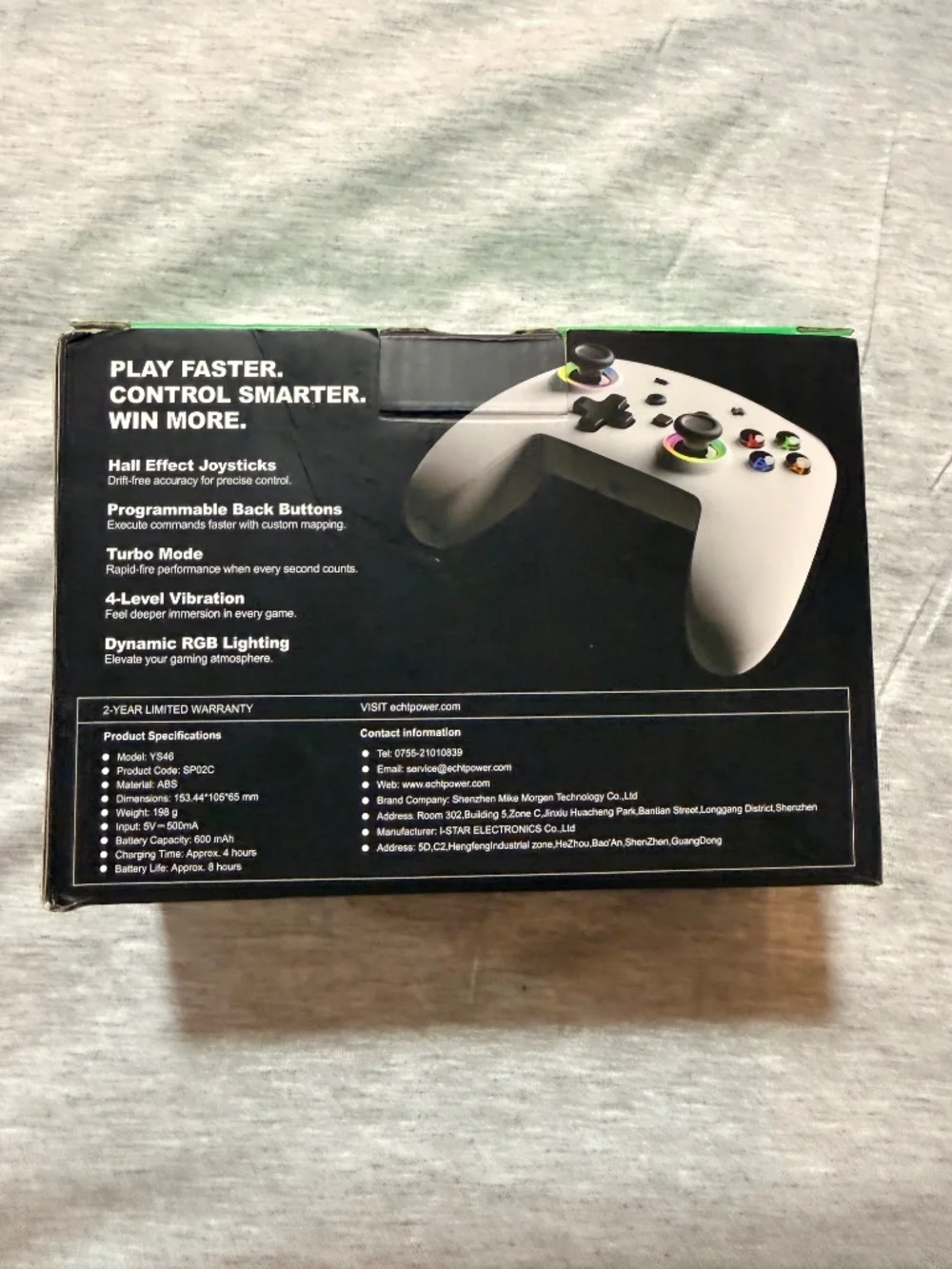 ECHTPOWER Wireless Switch 2 Controller Hall Effect RGB SP02C YS46 White